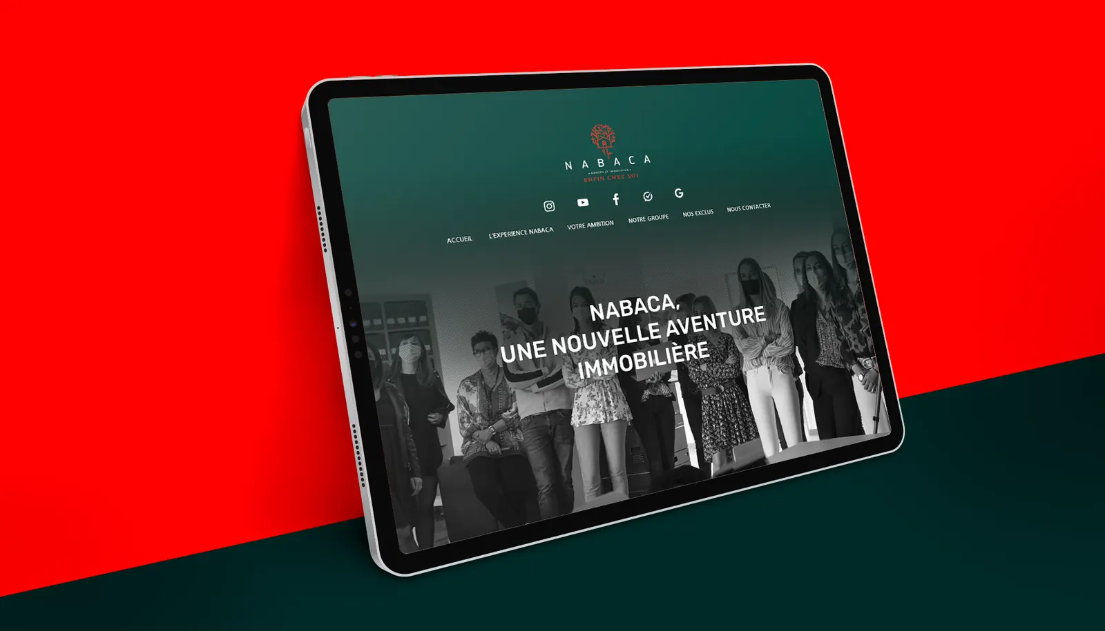 Site Nabaca affiché sur une tablette