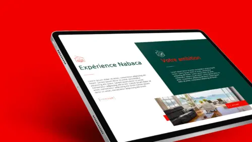 Page « Expérience Nabaca » sur tablette